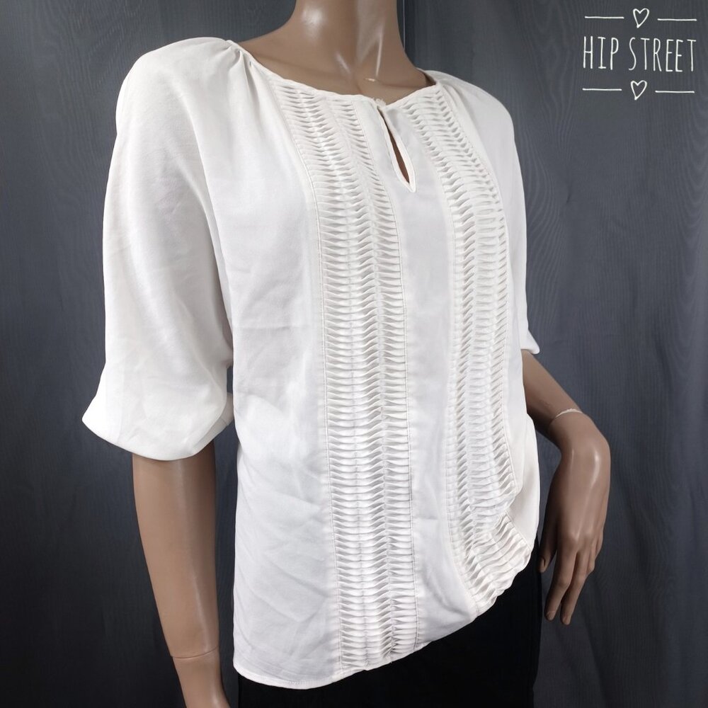 WILLI SMITH Blouse Short Dolman Sleeve Stitched Panel Blouse Top M